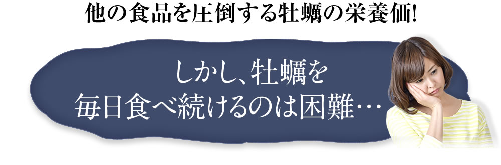 他の食品を圧倒する牡蠣の栄養価！しかし、牡蠣を毎日食べ続けるのは困難…